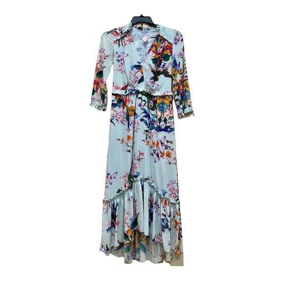 HUNTER BELL MIDI DRESS WILDFLOWER TROPICAL RUFFLE EMBELLISHMENT SZ 4 RELAXED - Picture 8 of 16
